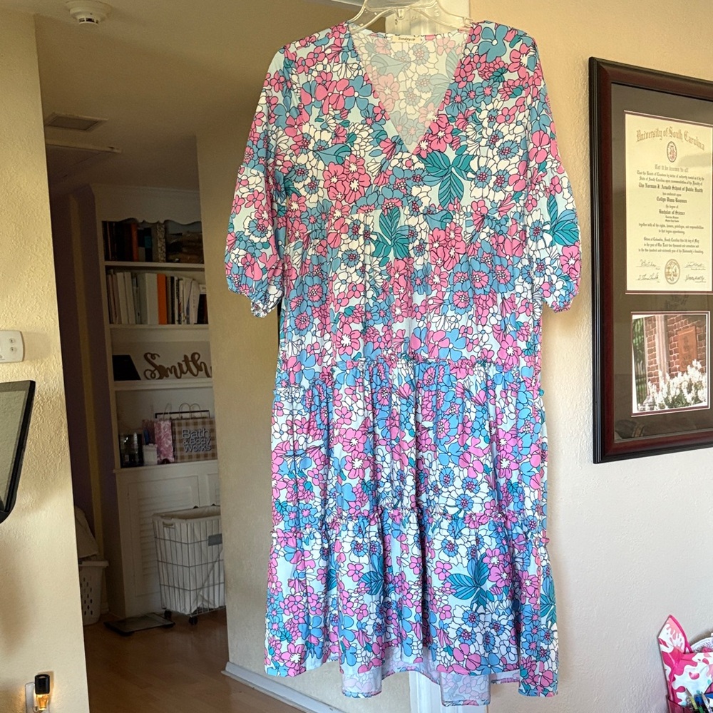 Floral V-Neck Midi Dress